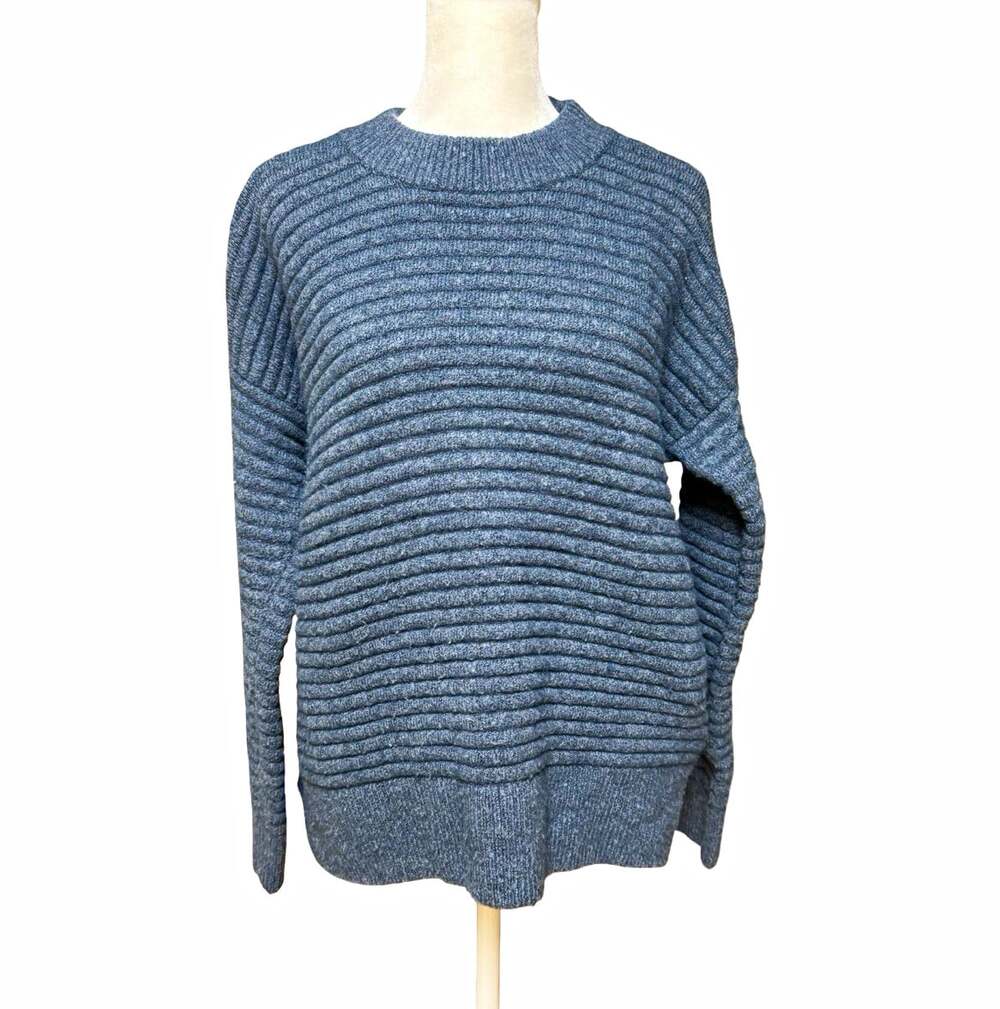 Madewell Blue Ribbed Knit Crewneck Pullover Sweater Long Sleeve Womens S